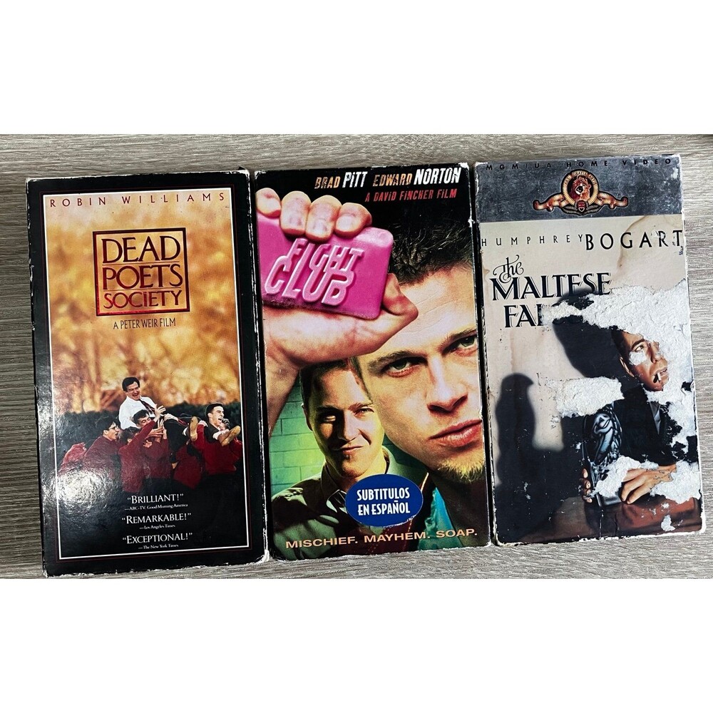 Classic VHS Movie Bundle – Fight Club, Dead Poets Society, The Maltese Falcon